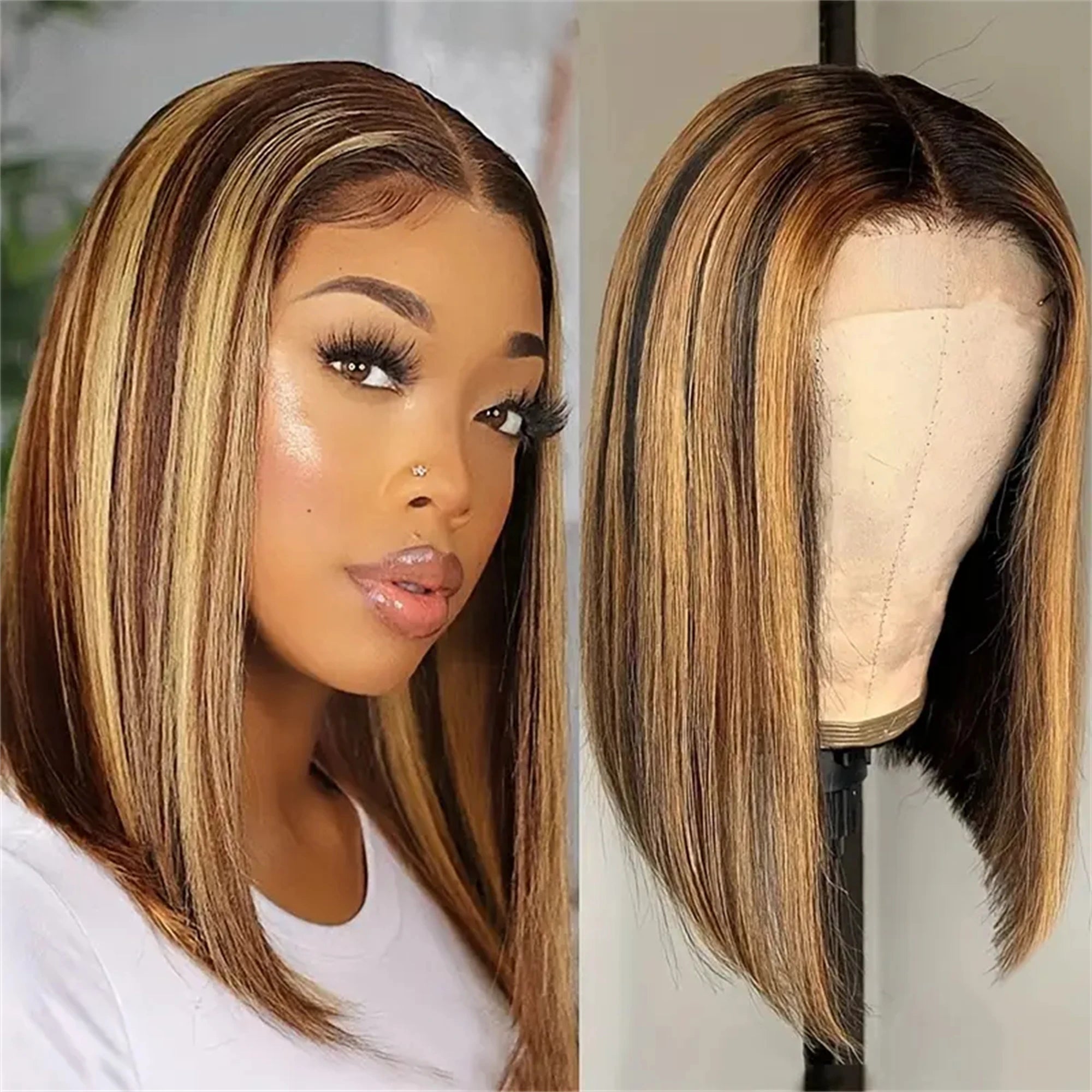 13x4 Honey Blonde Ombre Bob Wig — 100% Remy Human Hair | Brazilian