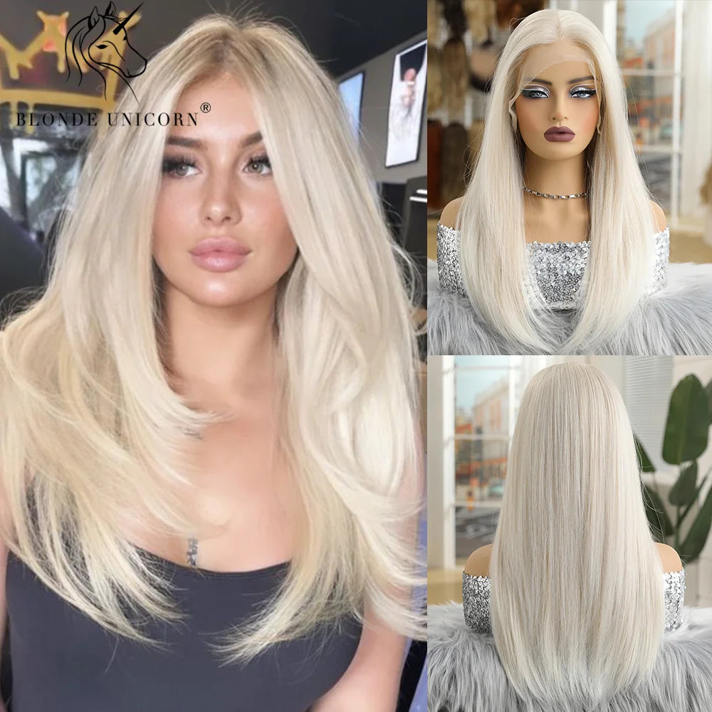 13x6 Blonde Golden Straight Lace Front Wig — Synthetic | Daily Wear