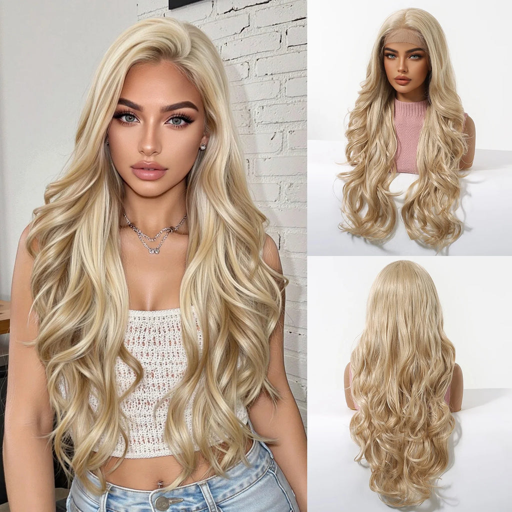 13x6 Blonde Golden Straight Lace Front Wig — Synthetic | Daily Wear