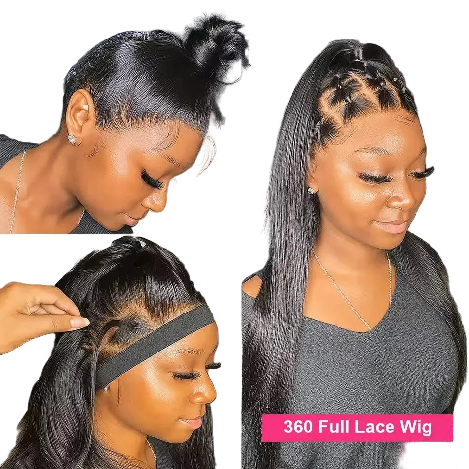 Black Bone Straight Lace Front Wig