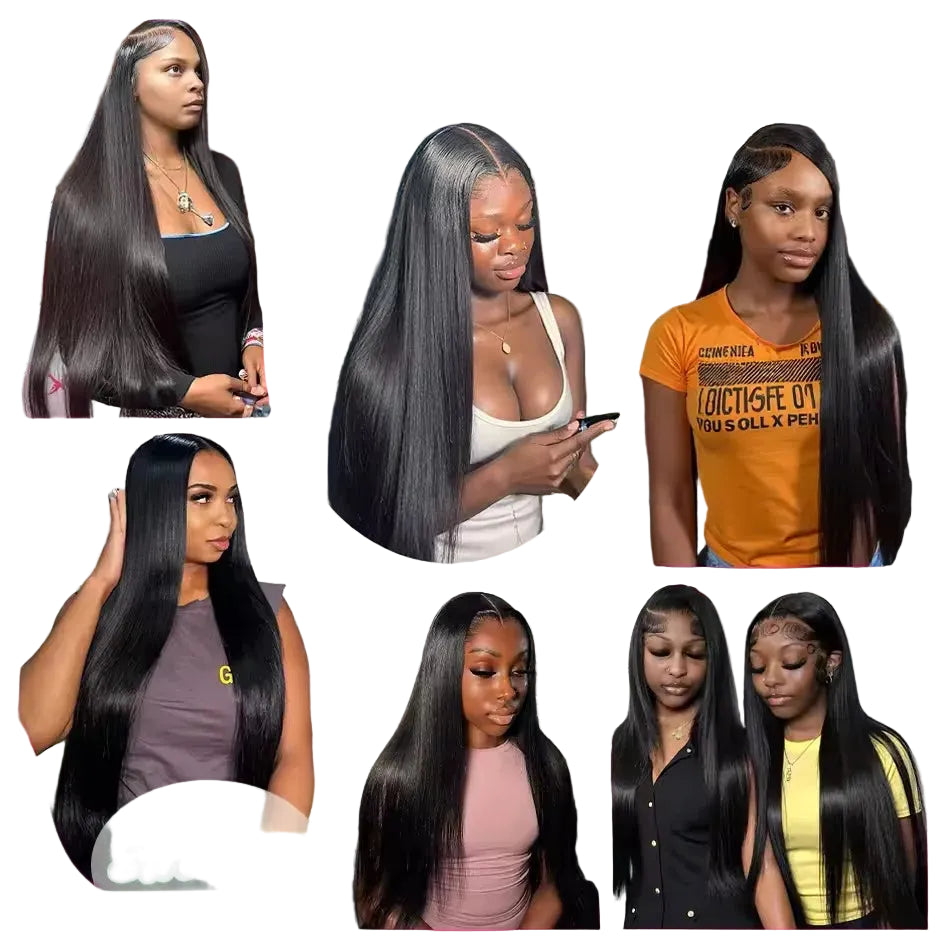 Black Bone Straight Lace Front Wig