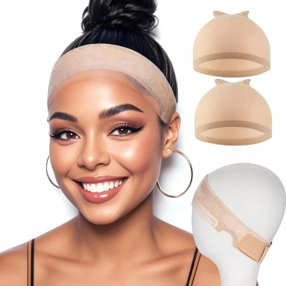 Wig Grip Band & Dome Mesh Wig Cap Set | Multiple Colors