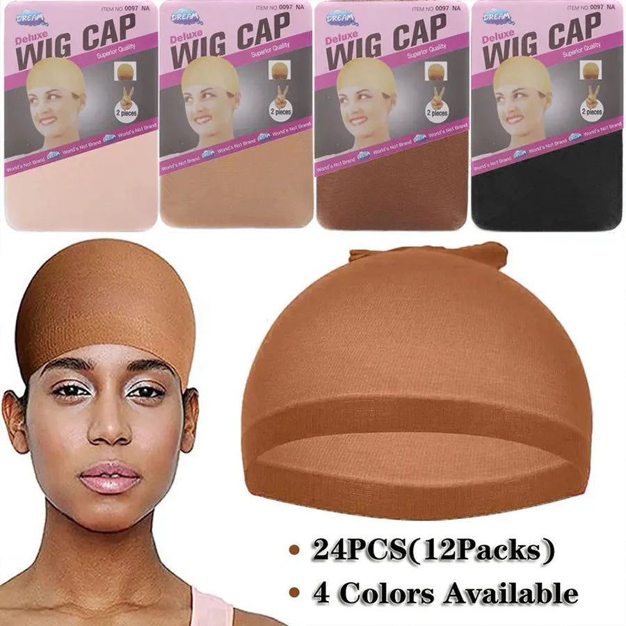 Nylon Wig Caps | 24 Pack | 4 Colors | One Size Fits All