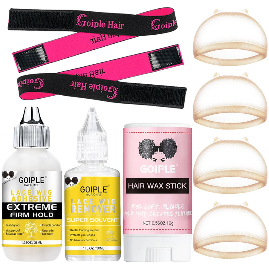 Complete Wig Install Kit | Glue + Remover + Wax + Edge Control + Elastic Band
