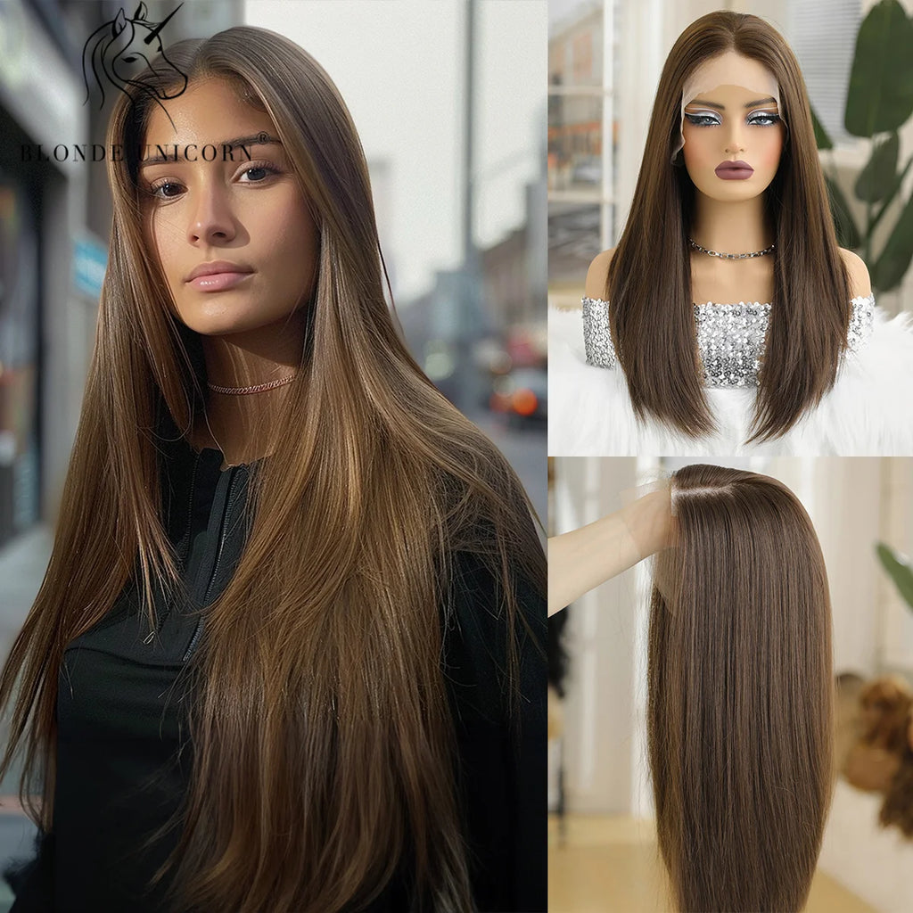 13x6 Blonde Golden Straight Lace Front Wig — Synthetic | Daily Wear