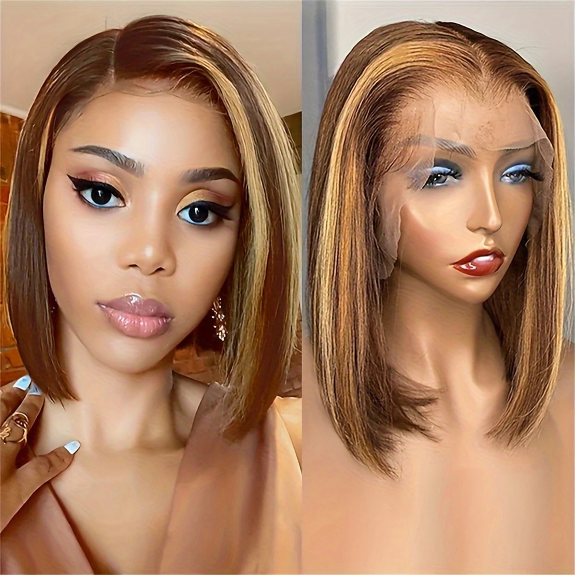 13x4 Honey Blonde Ombre Bob Wig — 100% Remy Human Hair | Brazilian