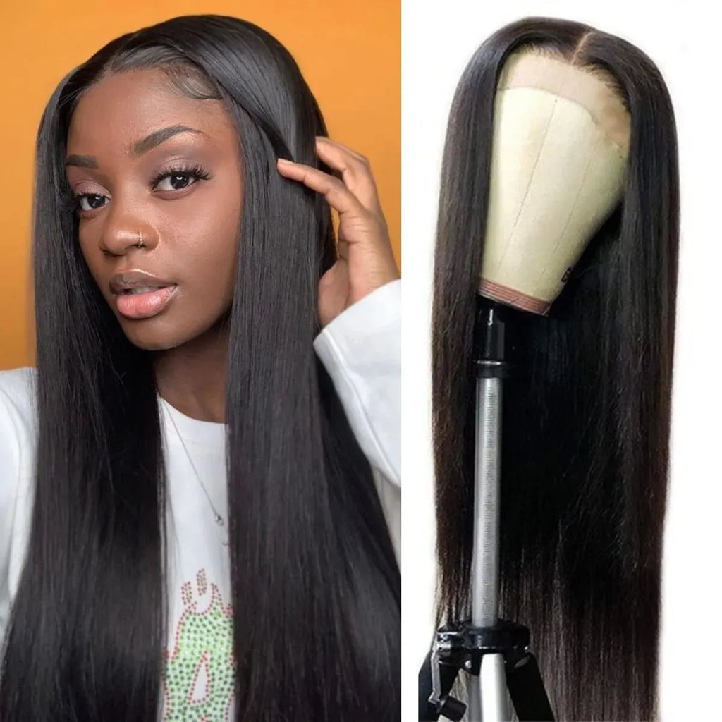 Long Straight Black Lace Front Wig — Pre Plucked | Natural Hairline