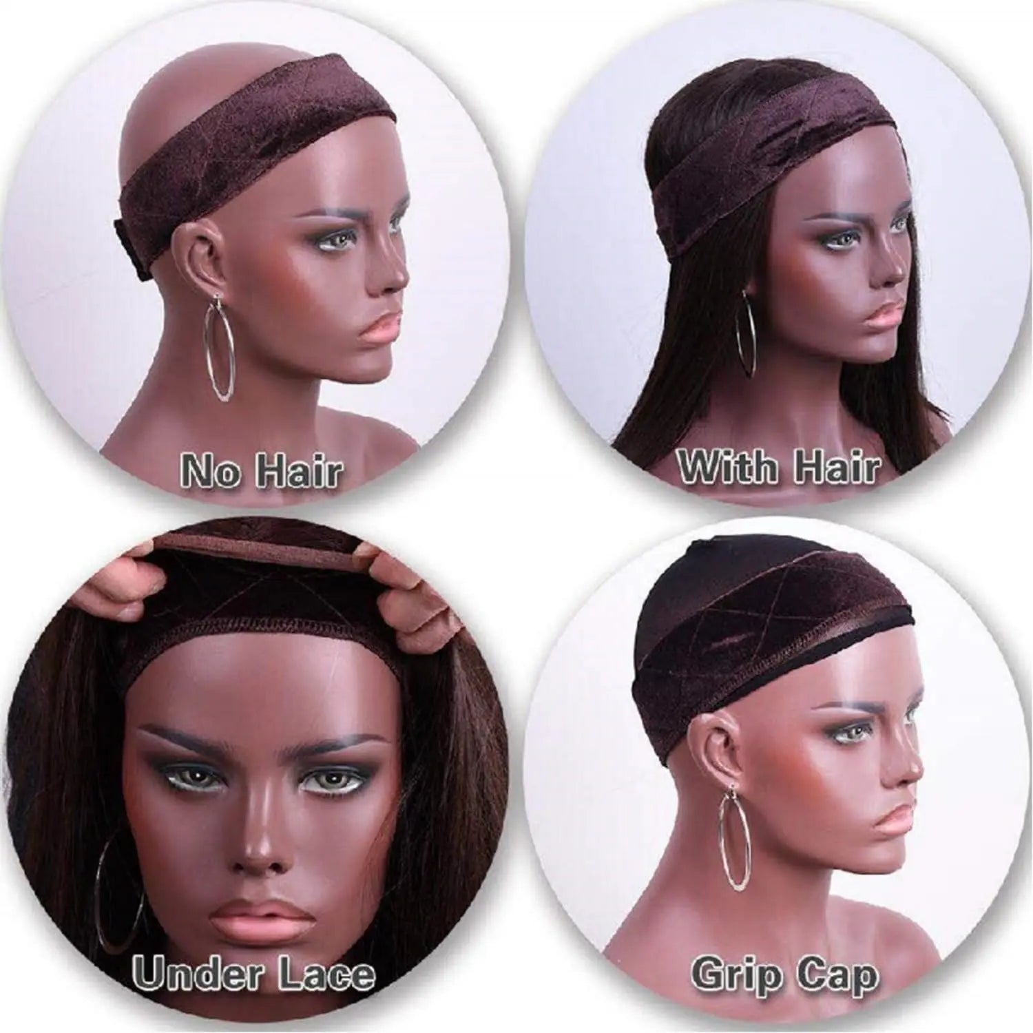 Wig Grip Band & Dome Mesh Wig Cap Set | Multiple Colors