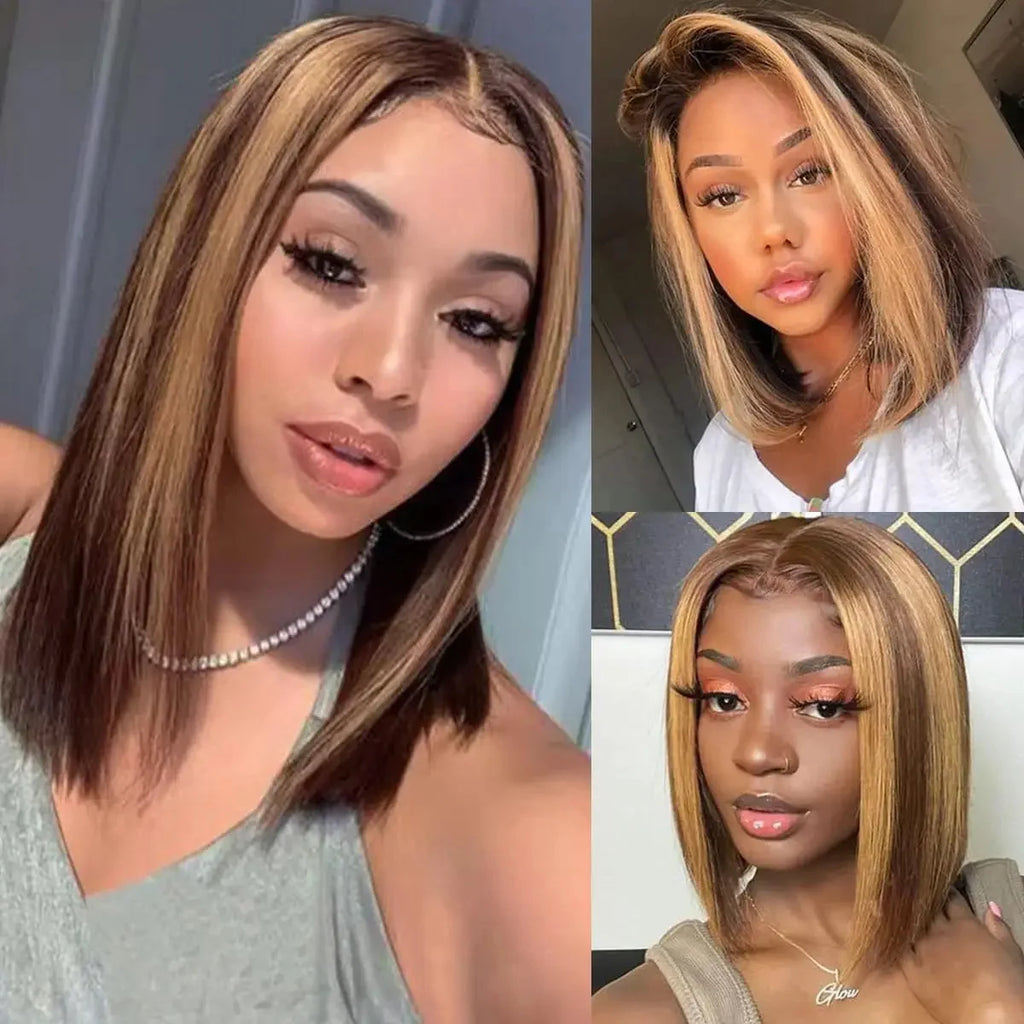 13x4 Honey Blonde Ombre Bob Wig — 100% Remy Human Hair | Brazilian