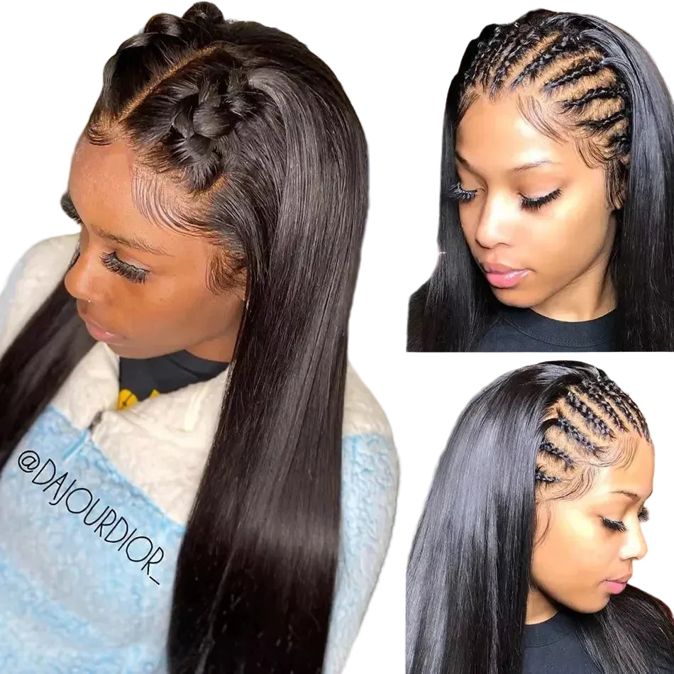 Black Bone Straight Lace Front Wig