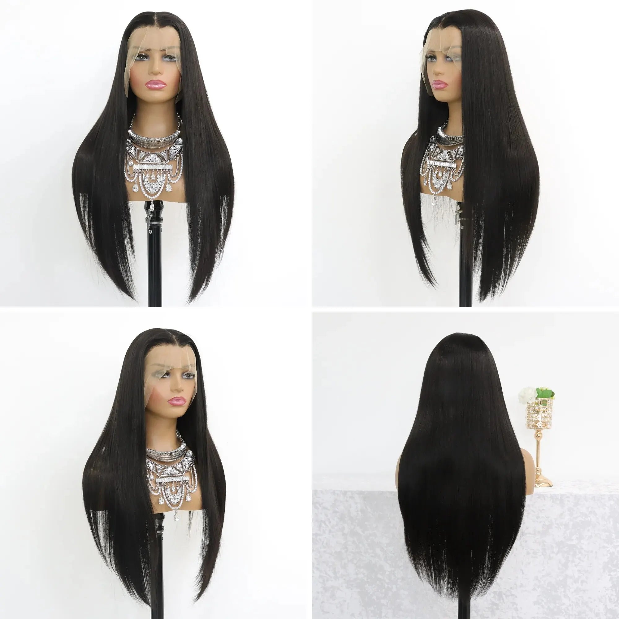 Long Straight Black Lace Front Wig — Pre Plucked | Natural Hairline